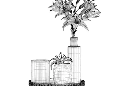 Tray with Flowers 3D model