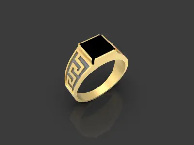 Man ring with a stone 3D print model 3D print model