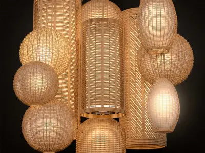 Rattan Lighting Set 3D Model Collection