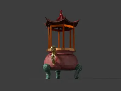 Chinese incense burner   Low-poly 3D model