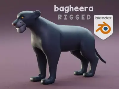 The Jungle book - bagheera rigged Low-poly 3D model