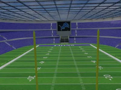 Detroit Lions - American Football Stadium  Low-poly 3D model