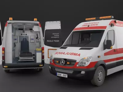 Ambulance Rigged Low-poly 3D model