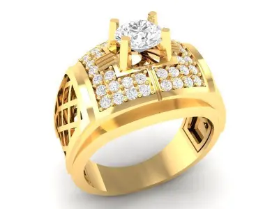 Luxury Grid Diamond Ring for Men 582 3D print model