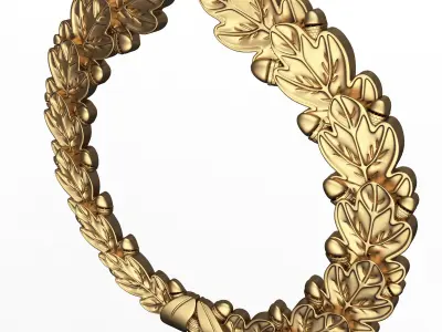 Gold Laurel Wreath 02 Low-poly 3D model