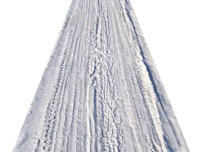 Winter single lane road 04 12 meters 3D model
