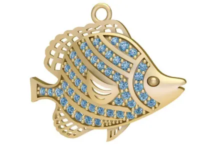 Luxury Fish Pendant Jewelry with Diamonds for Women 1944 3D print model