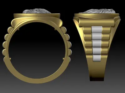 Eagle Man Ring silver gold printable jewelry 3D print model