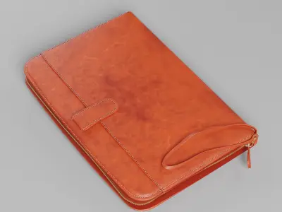 Closed Leather purse Low-poly 3D model