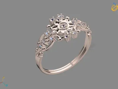 Womens Diamond Signet Ring Women Rings 3dmodels 3D print model 3D print model 44