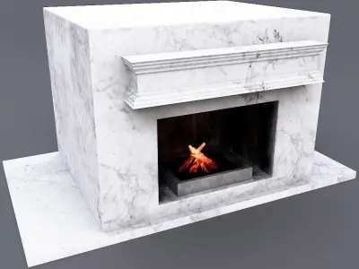 Marble fire place low poly 3d model  Low-poly 3D model