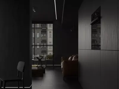 Modern living room dining room interior scenes 595 3D model