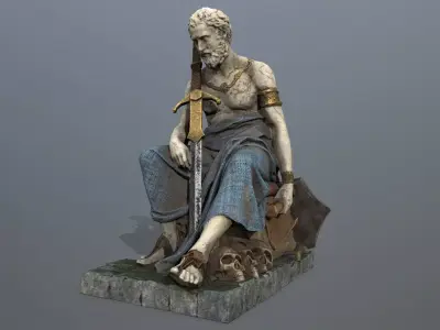 man statue Low-poly 3D model