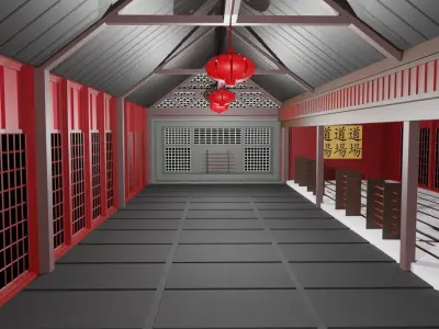Dojo Hall Low-poly 3D model