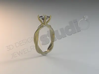 Luxury engagement solitaire rope ring 3d model 3D print model