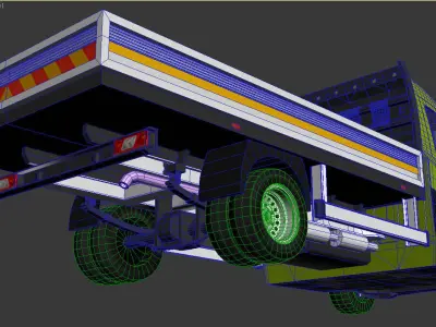 v6 Flatbed VAN with driver Low-poly 3D model