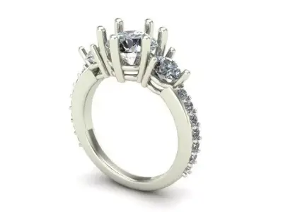 Engagement Ring With Diamond Around It 3D model
