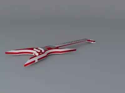 Red/Silver Dean concept guitar Free 3D model