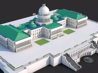 Low Poly United States Capitol Hill Landmark Low-poly 3D model