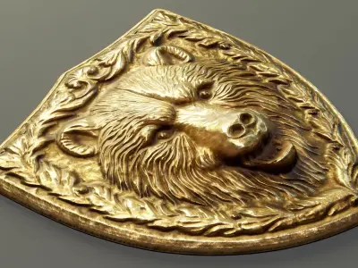 Bear Heraldic Emblem PBR  Low-poly 3D model