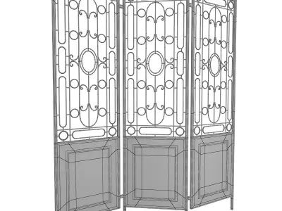 furniture 10 Three panel Metal Screen 3D model