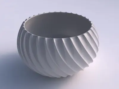 Bowl spheric twisted with bent extruded lines 3D print model