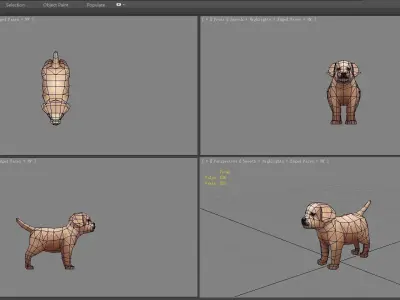 Cartoon puppy - brown dog Low-poly 3D model