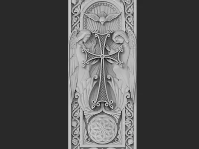 Icon 1 ornately carved wooden panel 3D print model