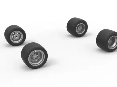 Wheel set of Asphalt Supermodified stock car Scale 1 to 25 3D print model