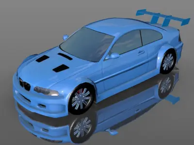 New Sports Car E-46 GTR Lowpoly 3D Model - Game Ready Asset Low-poly 3D model