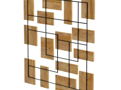 Decorative wall panel with mango wooden elements 3D model