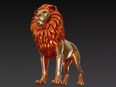 Golden Majesty Lion - Regal Sculpture 3D Model 3D print model