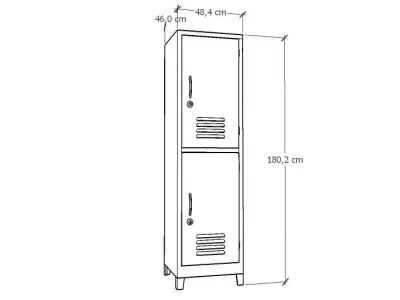 METAL CABINET-SINGLE LONG-TWO COVER-RED AND WHITE Low-poly 3D model