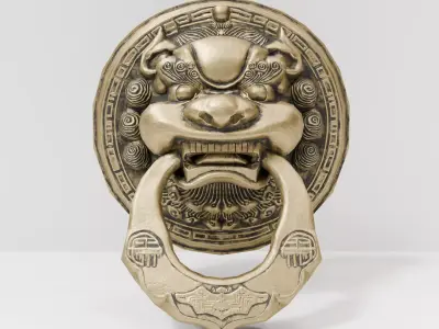 Chinese Style Beast Head Door Knocker 5 - Low Poly PBR Model Low-poly 3D model