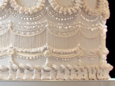 Modular Royal White Wedding Cream Cake Pie 3D model