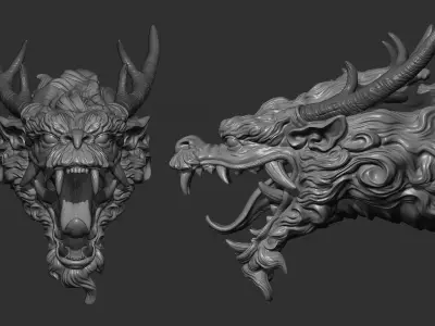 Chinese dragon grin 3D print model