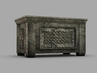 Ancient stone ark storage box Low-poly 3D model