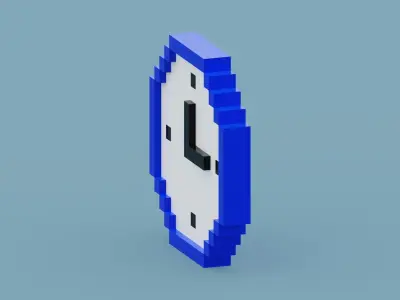 Voxel Blue Clock Low-poly 3D model