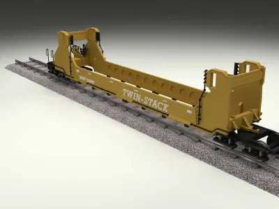 Yellow Train Well Car 3D model