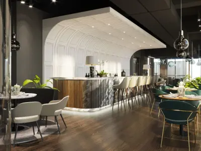 Luxury Lounge Bar Restaurant 3D Model Scene - Editable 3D model