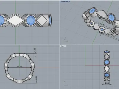 Rhombus ring model 317 3D print model