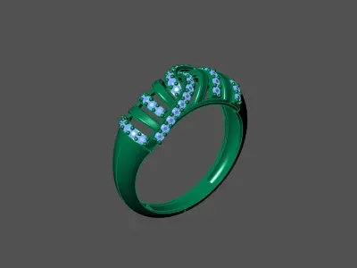 Womens Rings With Stone Ring Ready STL 3DM Models Rings women 3D print model 19