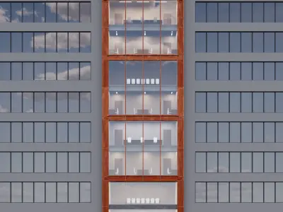 Modern building fasade 1 3D model