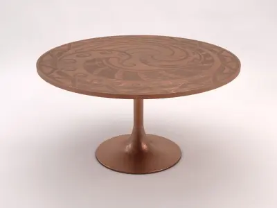 SIDE TABLE---Round support and monopod in copper 3D model