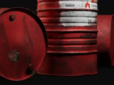 Low Poly Oil Barrel - PBR Game-Ready Asset Low-poly 3D model