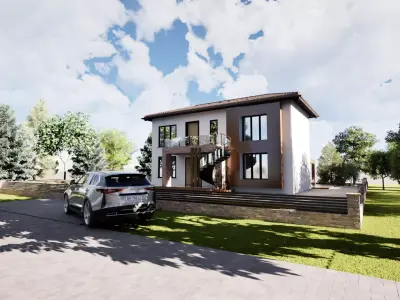 Modern and classic design House and pool 3D model