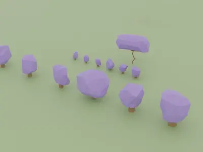 Tree set Low-poly 3D model polygon pack Low-poly 3D model