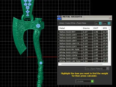 AXE DAIMOND PENDANT 3D PRINTABLE MODEL 3D print model