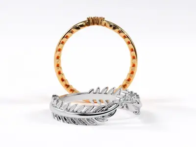 gold flower ring with diamonds 3D print model