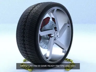 ORTAS CAR RIM 39-40 GAME READY RIM TIRE AND DISC 3D Model Pack